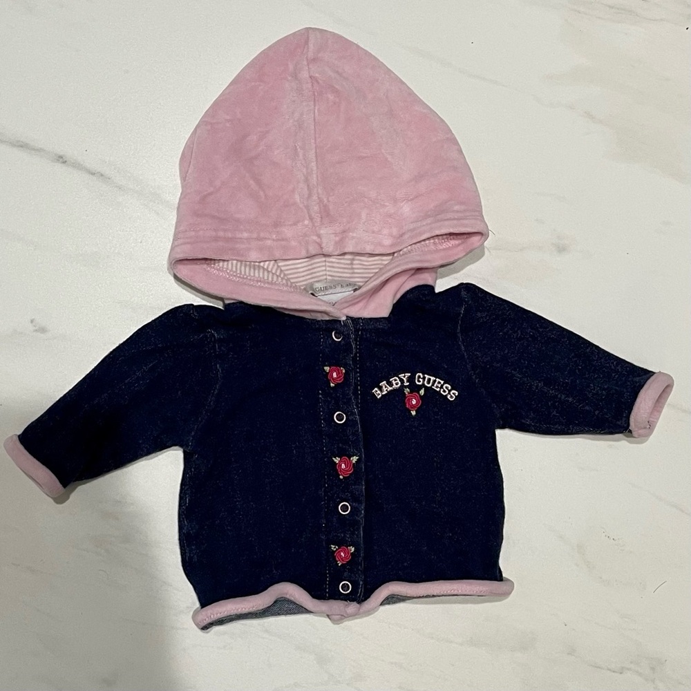 Guess Baby Soft Denim Look Rose Detail Hoodie